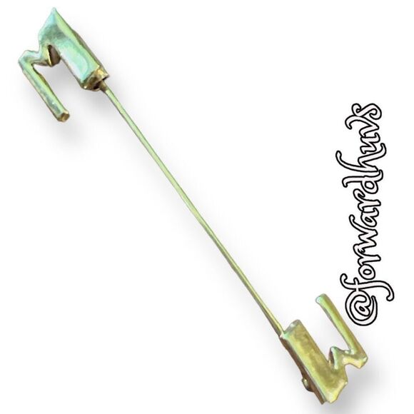 Gold Tone Stick Pin With an “M” Pin Stopper - Picture 1 of 9